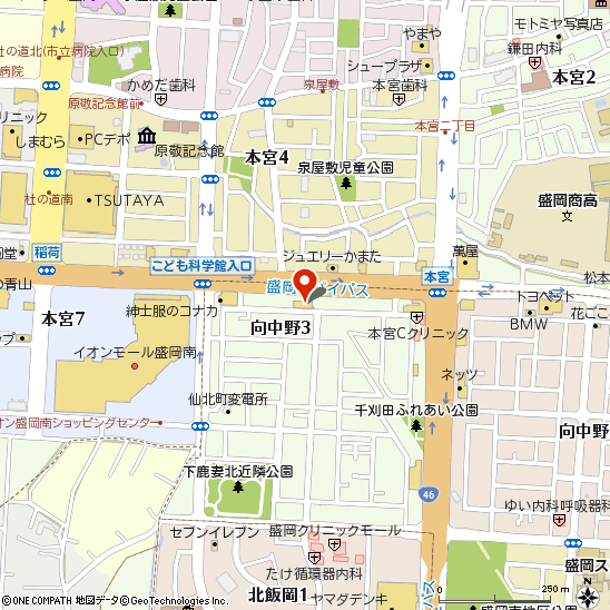 タイヤ館 盛岡西バイパス店付近の地図